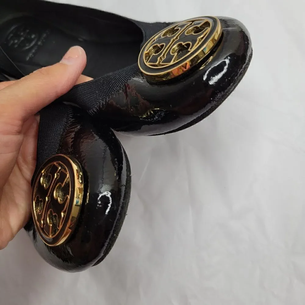Tory Burch black patent flat 6.5M